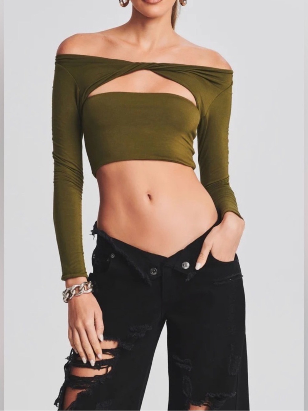 NWT SER.O.YA Ellis Olive Small Top